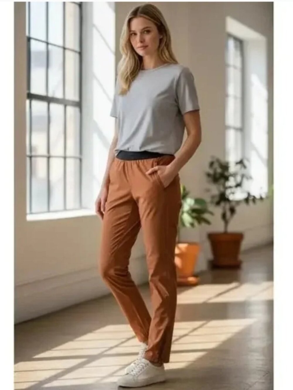Everlane The Everyone Anti Sweatpant Burnt Sienna Nylon Jogger Pant XXS NWT